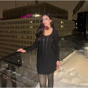 ZIMMERMANN Luminosity Black Knit Paneled Mini Dress